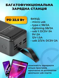 Power Bank 50000mAh зі наскрізною зарядкою портативна батарея для смартфона планшета роутера USB зовнішній акумулятор повербанк із швидкою зарядкою 22.5W ліхтариком та дисплеєм LENYES РХ521D - мініатюра 6