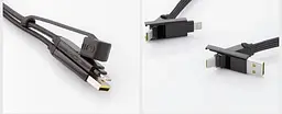 Кабель Rolling Square 6in1, inCharge XL 30 см, чорний (XLS01R) - мініатюра 5