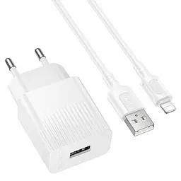 МЗП Borofone BAS71A Source 10.5W (1USB-A) + кабель USB to Lightning White - мініатюра 2