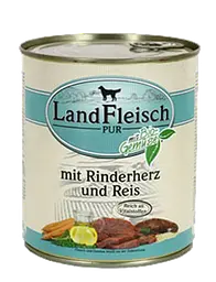 Консерви для собак LandFleisch Adult Dog mit Rinderherz und Reis (яловиче серце, рис) 800 г