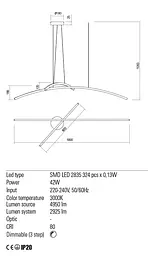 Підвісний світильник Redo KATANA SU LED 45W 3000K MWH (4.1.2) 01-2101 - мініатюра 3