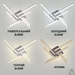 Смарт люстра керована світлодіодна LINE 8L 76 Вт 955x955x125 мм Біла ESLLSE - мініатюра 3