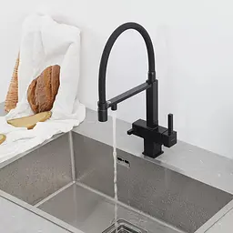 Змішувач для кухні під фільтр з гнучким виливом, чорний матовий Frap G4395-56, Чорний матовий - мініатюра 4