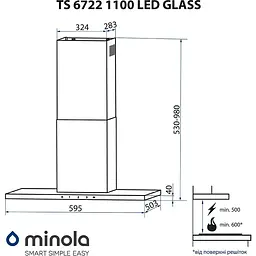 Витяжка Minola TS 6722 BL 1100 LED Glass - мініатюра 12