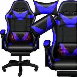 Крісло геймерське Yato Player з підставкою для ніг та масажем Blue/Black (100002) - мініатюра 2