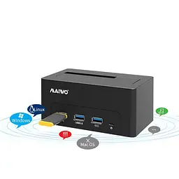 Док-станція Maiwo для HDD 2.5"/3.5" SATA/SSD 3хUSB 3.0 (K308H 7000) Чорна - мініатюра 2