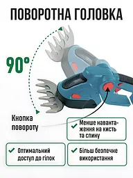 Акумуляторний садовий кущоріз 1320 об/хв для підстригання кущів і газонів, потужний тример - кущоріз + 2 насадки + 2 АКБ, у - мініатюра 9