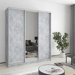 Шафа-купе тридверна MebelStar Комбо AL 2ДСП/Дзеркало 180x60x210 см Бетон (MBS-3366)