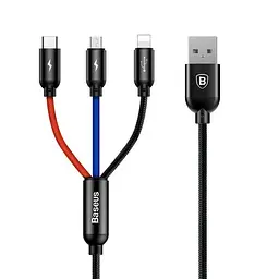 Кабель Baseus Three Primary Colors 3-in-1 Cable Black