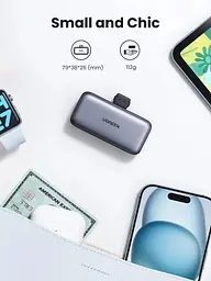 УМБ Ugreen 5000mAh 22,5W USB-C In/Out, with build-in Type-C connector (PB503) сірий - мініатюра 7