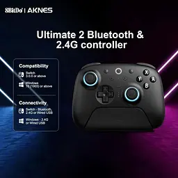 Геймпад 8BitDo Ultimate 2 Bluetooth Switch, Switch 2, ПК з Windows, TMR, Еффект Холла Чорний - мініатюра 5