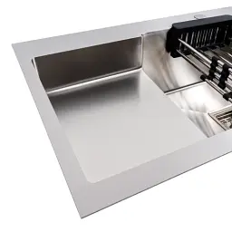 Кухонна мийка Platinum Handmade 78x50С L з нержавіючої сталі 3.0 мм квадратний сифон 78x50x22 см сатин - мініатюра 8