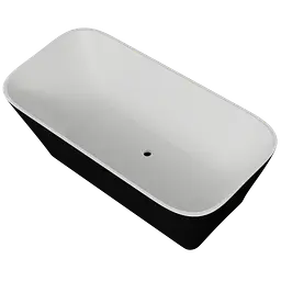 Ванна окремостояча глянцева Amidicon Atlant 170x75 чорна з литого каменю ATLANT_170_BLACK_HL, Чорний - мініатюра 7