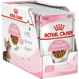 Набір вологого корму для стерилізованих кошенят Royal Canin Kitten Sterilised шматочки в соусі 1.02 кг (12 шт. х 85 г)