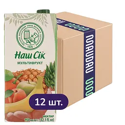 Упаковка нектара Наш Сік Мультифрукт 11.4 л (950 мл х 12 шт.)