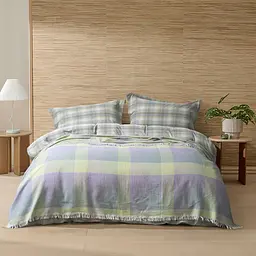 Покривало Lotus Home - Checked Madras зелений 190x225 - мініатюра 2