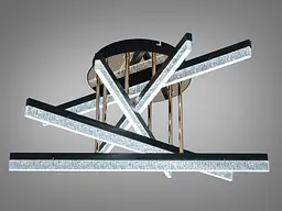 Сучасна стельова LED-люстра Diasha SX1009/5BK, чорна із золотистими акцентами, 72W, акрилові світлові планки