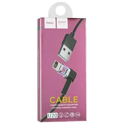 USB Cable Hoco U20 Magnetic Absorption iPhone 6 (L Shape) Black 1m - мініатюра 2