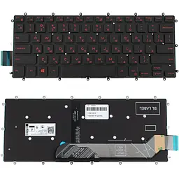 Клавіатура для ноутбука DELL (Inspiron: 5378) rus чорний без фрейма підсвічування клавіш(ЧЕРВОНИЙ)