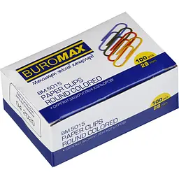 Скріпки кольорові 28 мм, 100 шт., круглі, BM.5015 BUROMAX (4823078958501)