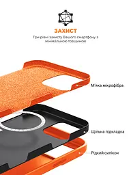 Силиконовый чехол с MagSafe для Apple iPhone 16 Pro, ICON2 MagCase, оранжевый, противоударный, панель с мягкой подкладкой, защита всего корпуса, поддержка беспроводной зарядки, совместим с защитными стеклами и пленками, ArmorStandart (ARM89279) - мініатюра 6