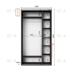 Шафа-купе Idea серія 1 130 x 60 x 240 см Антрацит - мініатюра 2