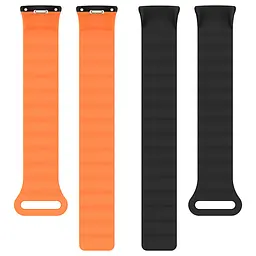 Ремінець Dual-color Magnetic для Xiaomi Mi Band 9/8/10 Black / Orange - мініатюра 4