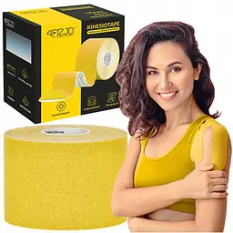 Стрічка кінезіологічна (кінезіо тейп) 4FIZJO 5 см x 5 м 4FJ0542 Yellow (P-5907739318824) - мініатюра 1