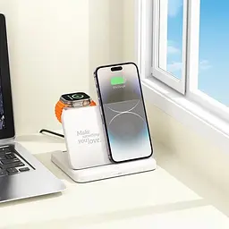 Зарядне бездротове Hoco CQ7 Pass folding 3-in-1 (для смартфонів Samsung + годинника + навушників) - мініатюра 5