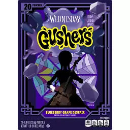 Фруктові жувальні цукерки Gushers Halloween Wednesday со вкусом черники и винограда 20шт 453г - мініатюра 6