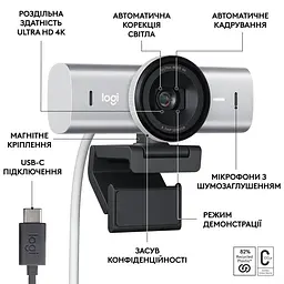 Веб-камера Logitech MX Brio Pale Grey (960-001554) - мініатюра 5