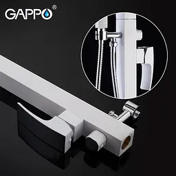G3007-8 Змішувач для ванни підлоговий короткий гусак білий/хром Ø35 Gappo Jacob 1/3, Білий - мініатюра 2
