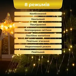 Гірлянда Кінський хвіст 600 LED 20 ниток довжина 3 метри, жовтий - мініатюра 6