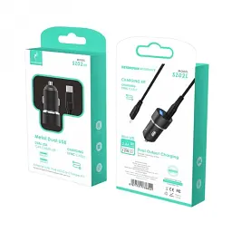 Автомобільний зарядний пристрій SkyDolphin SZ02L Aluminium (2USB, 2.4A) Black (AZP-000071) + кабель Lightning - мініатюра 5