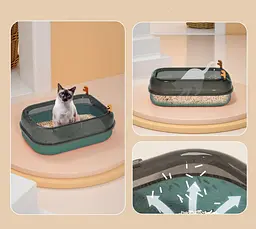 Лоток для котів ELE PET 36 х 50 х 18см, відкритий туалет з лопаткою, Зелений - мініатюра 6