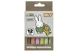 Крейда кольорова для малювання YES Miffy кругла 12 шт в коробці для дітей (400564)