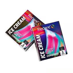 Презервативи Holographic Recare Ice Cream Big Dotted Condoms 3 шт, з пухирцями, аромат: морозиво - мініатюра 3