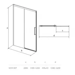 Двері розсувні для душової кабіни Cersanit Crea 1200x200 S159-007, універсальні, прозорий, хром - мініатюра 2