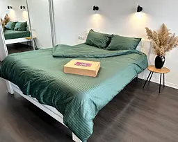 Постільна білизна LARA сатин-страйп LUX green d13183е180 з простирадлом на резинці 180х200х25 євро - мініатюра 3