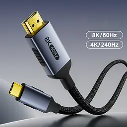Кабель-перехідник Digital ZX145 USB Type-C - HDMI 8K 60Hz 2 м Чорний (HDMIC8K-2m) - мініатюра 6