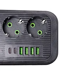 Мережевий фільтр-подовжувач Yiwu HP-5-20 LUXE F016U на 3 розетки 6 USB 3,8 метри чорний  - мініатюра 5