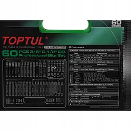 Професійний набір біт TORX, HEX, SPLINE, RIBE, SQ 60 од. TOPTUL GCAI6003 - мініатюра 8