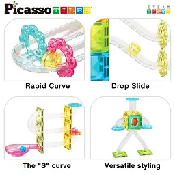 Конструктор магнітний MINI DIAMOND MARBLE RUN TRACK SET PTMG60/28299 PICASSO TILES 60 деталей у коробці - мініатюра 5