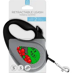 Повідець-рулетка для собак Waudog R-leash Калина, світловідбиваючий, S, до 15 кг, 5 м, чорний - мініатюра 3