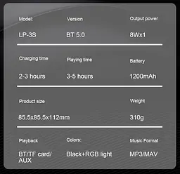 Портативная колонка ретро Kisonli LP3S PLUS Bluetooth 1200mAh 8Вт Black - мініатюра 10