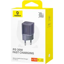 Мережевий зарядний пристрій Baseus GaN5S Fast Charger 1Type-C 30W EU P10162504523-00 Purple - мініатюра 3