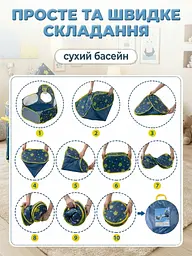 Дитячий складаний ігровий намет «Космічний корабель» 3 в 1 з тунелем і сухим басейном длфя кульок синій - мініатюра 9