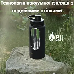 Пляшка для води Smartshake Bohtal Insulated Sports Bottle 960 ml/32 oz Black металева з подвійною вакуумною ізоляцією (11280001) - мініатюра 4