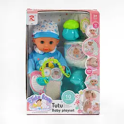 Пупс інтерактивний Tutu Baby playset музичний чіп заплющує очі з аксесуарами 9562