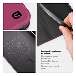 Чехол-книжка для Motorola G55 5G, OneFold Case, бордовый, из экокожи (PU) и TPU, с магнитом, с подставкой и отделением для карт, трансформируется в подставку, противоударный, защита всего корпуса, ArmorStandart (ARM81235) - мініатюра 3
